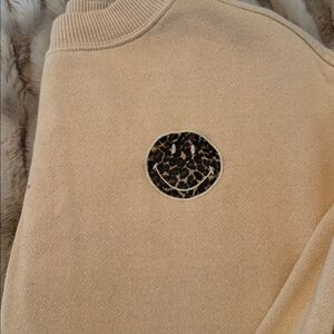 Aerie cheetah Smiley Crewneck
